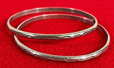 Vintage Navajo Indian Pair of Sterling Silver Bangle Bracelets, GB, George Begay picture