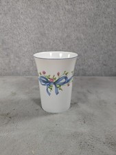 White Porcelain Vase Or Toothbrush Holder Ribbon & Floral Pattern 4