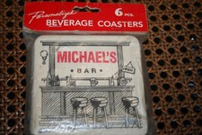 Vintage Name Personalized MICHAEL Beverage Drink  Bar Coasters picture