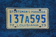 1972 1973 LOUISIANA License Plate picture