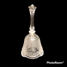 Vintage Pressed 8” Glass Dinner Bell Acid Etched Rose Pattern Sawtooth Bottom picture