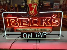 RARE Vintage Beck's On Tap Beer Imported from Germany Neon Light Sign picture