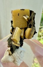 Aesthetic Wulfenite Cluster W/ Optical Calcite-La Morita Mine, Chihuahua Mexico picture