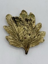 VTG 1948 Virginia Metalcrafters Chrysanthemum Leaf 3-41 Solid Brass Trinket picture