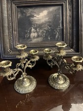 ANTIQUE FRENCH BRASS  CHURCH CANDELABRAS picture
