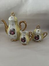 Vintage Demitasse Tea Pot Sugar/creamer Set Lusterware Victorian Couple picture