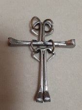 Vintage Pewter Horseman's Cross Pendant with copper accents picture