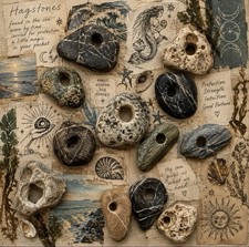 40 Natural Hag Stones| Genuine Holy beach Stones| Craft Lot,Wicca,Pagan C picture