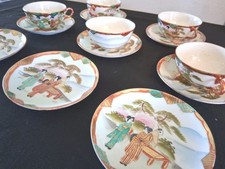 ​Antique Japanese Geisha Girl Tea Set - 8 Plates 5 Cups - Takito TT Mark 1920s picture