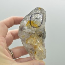 Fluid Inclusion / Enhydro Raw Quartz Point - Moving Black Sand - 159 grams - 1 C picture