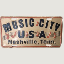 Vintage Music City USA Nashville Tenn License Plate Souvenir Metal Embossed Sign picture