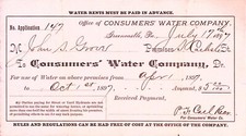 1897 Consumers Water Company Greencastle PA Water Bill Receipt John S. Gross picture