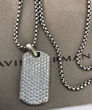 David yurman Sterling Silver 35mm Streamline Dog Tag With Pave Diamond 22 inch picture