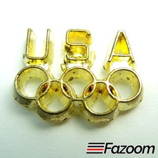 Team USA Olympic Rings Gold Tone Lapel Pin picture