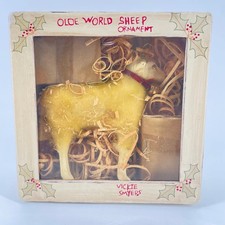 Vickie Smyers Sheep Ornament Yellow 4x4 2005 Primitive Folk Art ESC Trading picture