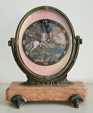Guilloche and Painted Enamel Dial Sandoz Cheval Swivel 8 Day Clock Pink Marble picture