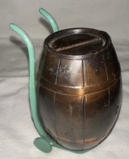 Vintage Copper Toned Beer Barrel On Hand Dolly Still Bank 4.5” H - VGC picture