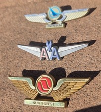 Vintage Lot Of 3 Wing Pins ~ Northwest, Republic , AA American Airlines ~Stoffel picture