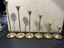 Vintage 6 Tall To Short solid brass tapered candlestick holders Made in India picture