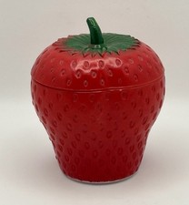 Vintage Hazel Atlas Lidded Strawberry Jam Jelly Storage Jar Milk Glass 4 Inch picture