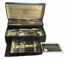 MCM Sheffield England Stainless Carving Set With Knives, Forks, Sharpener & Box picture