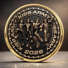 KISS Army 2026 Coin Rock Band Gene Simmons Paul Stanley Gold Challenge Coin picture