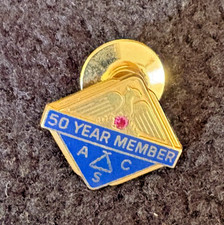 50 year member ACS pin with 24K gold, garnet or ruby stone picture