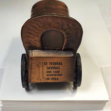 Banthrico Bank Bronze 1st Federal Savings & Loan Assoc Prairie Schooner W/Wheels picture