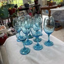 8-Cristar Rioja Blue Wine Glasses 13 Ounce Goblets picture