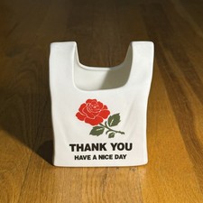 Rare CHINATOWN MARKET Ceramic Thank You Bag Pen Holder Vase picture