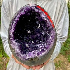 8.79LB Large Natural amethyst Dinosaur egg Quartz Crystal specimen healing picture
