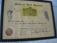 1938 New York Madison Park Hospital Birth Certificate Signed Dr. Harry Mackler picture