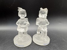Vintage 1992 Goebel Hummel Frosted Crystal Merry Wanderer School Kids Set Of 2 picture