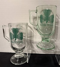 Vintage Kelly Week 1986 with Shamrock ☘️  Footed Glass Mugs St Patrick's Day (2) picture