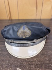 Vintage 1950s Spade Patch Harley Davidson Motorcycle Leather Biker Captains Hat picture