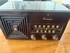 Vintage Emerson Art Deco Tube Radio Working 1940's-50's picture