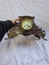 Antique A. D. Mougin Deux Medailles French Mantel Clock Red Marble picture