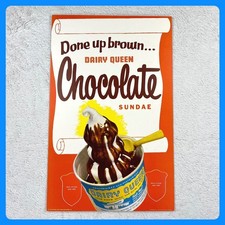 1950s Dairy Queen Chocolate Sundae Advertising Sign 22” Cardboard Display VTG picture