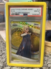Topps 2025 Topps Chrome Disney Elsa #111 Yellow Mini Diamonds PSA 10 picture