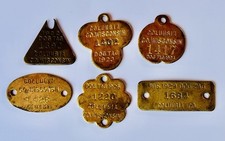 6 Antique 1920s Dog License Tag, Columbia County Wisconsin Brass 1922 23 24 25 + picture