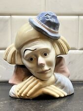 Vintage Porcelain Sad Clown Head Figurine By Meico Inc. 6” Tall picture