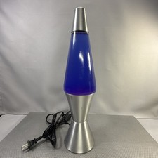 Vintage Y2K Era Lava Lite Lava Lamp 16.5” Purple Liquid Silver Base Red/Pink picture