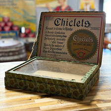 Antique c1906 Chiclets Chewing Gum Glass Counter Display Box Fleer Advertising picture