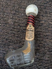 Vintage George Dickel Tennessee Whiskey Glass Golf Club Empty Mini-Bottle picture