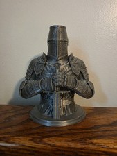 Medieval Crusader Knight Bust Figurine Sword Gray 3D Print Statue Shelf Sitter picture