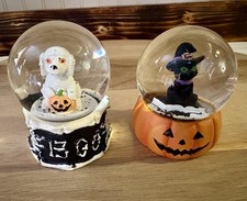 Greenbrier Halloween Mini Snow Globe Lot Black Cat Witch Mummy Dog Boo Pumpkin picture