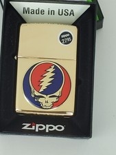 The Grateful Dead Steal Your Face Zippo Lighter Jerry Garcia - High Polish Brass picture