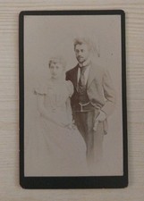 1860-70s Couple CDV Photo Rare ~ Antique ~ On Black Card Beveled With Gold Edges picture