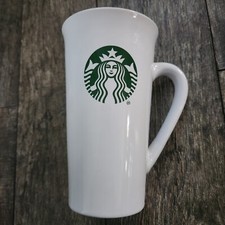 StarBucks Classic Tall White Cermaic Coffee Cup Mug 14.3 Oz Green Logo picture
