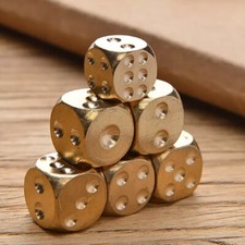 6 PCS Solid Brass Dice Toy 15mm Six Sided Square Metal Dice Board Game Math New picture